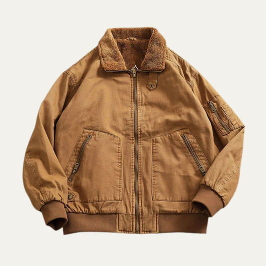 Warm Men's Fleece Lined Cotton Bomber Jacket - OutfitLondon