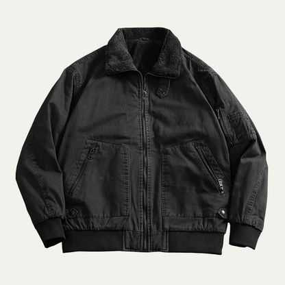 Warm Men's Fleece Lined Cotton Bomber Jacket