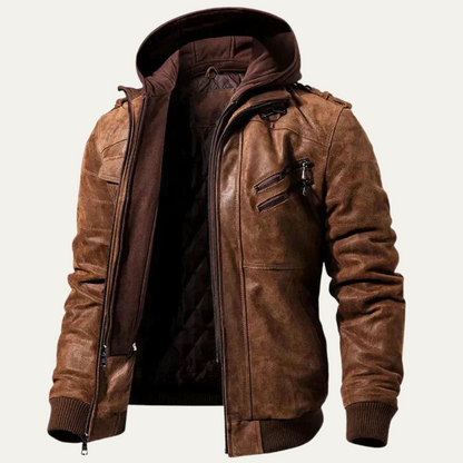 Classic Brown Mens Leather Motorcycle Jacket