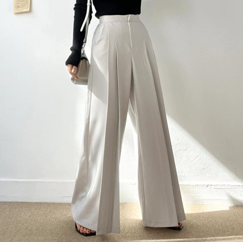 Women's Classic Draped Wide-Leg Suit Pants