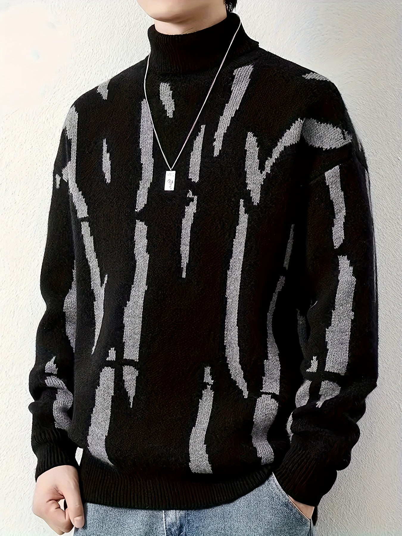 Warm Mens Graphic Crew Neck Sweater - OutfitLondon