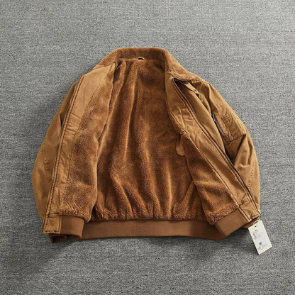 Warm Men's Fleece Lined Cotton Bomber Jacket