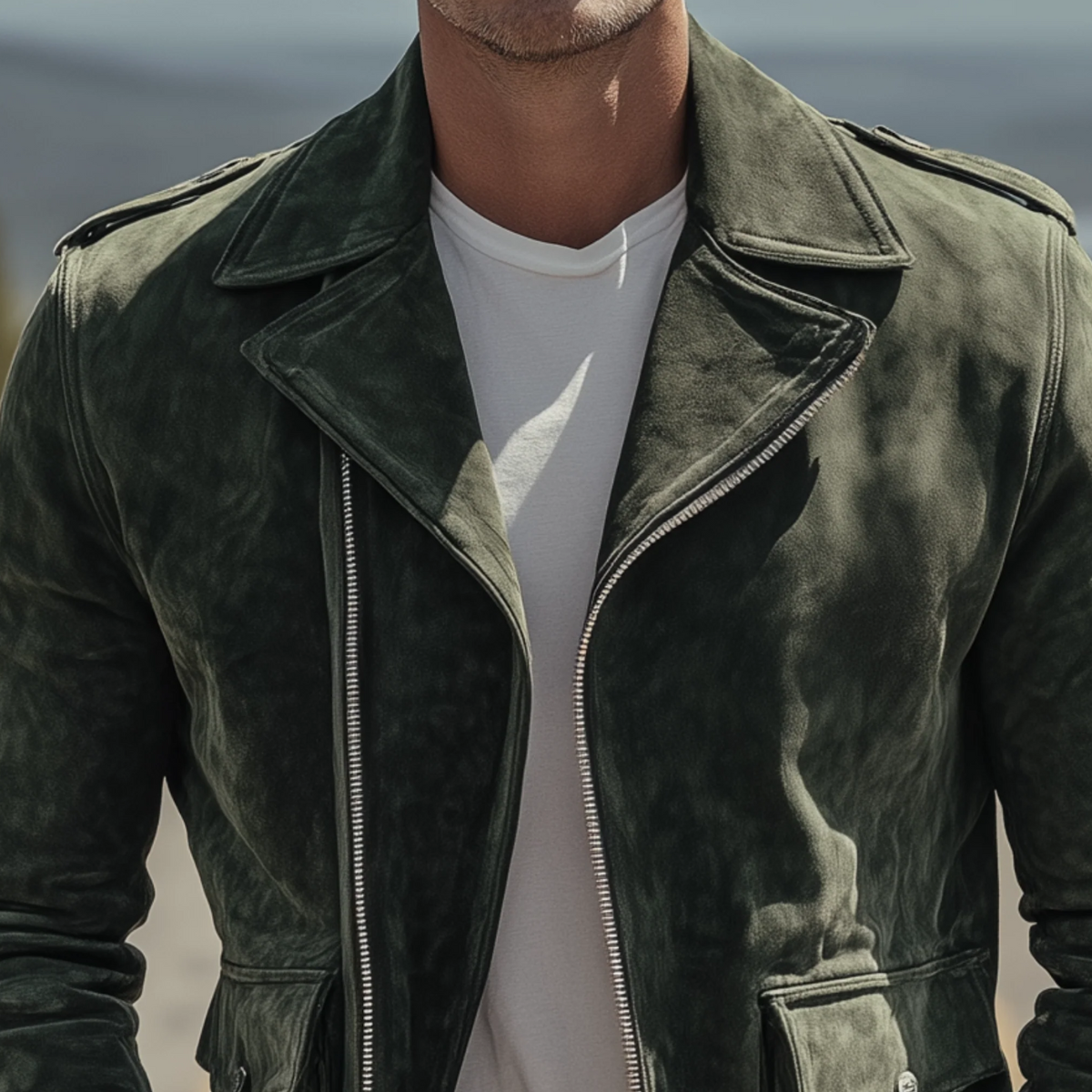 Rugged Brown Suede Classic Biker Leather Jacket