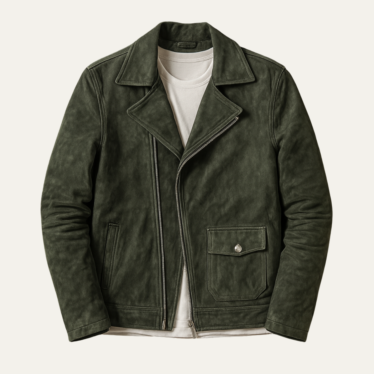 Rugged Brown Suede Classic Biker Leather Jacket - OutfitLondon