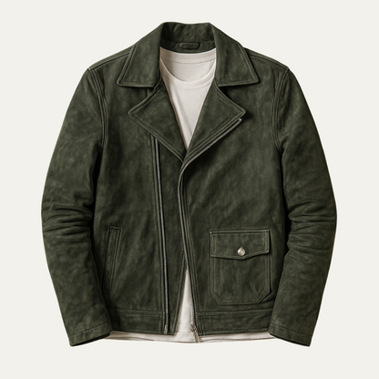 Rugged Brown Suede Classic Biker Leather Jacket - OutfitLondon