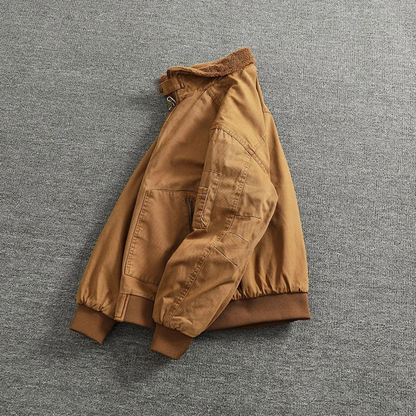 Warm Men's Fleece Lined Cotton Bomber Jacket