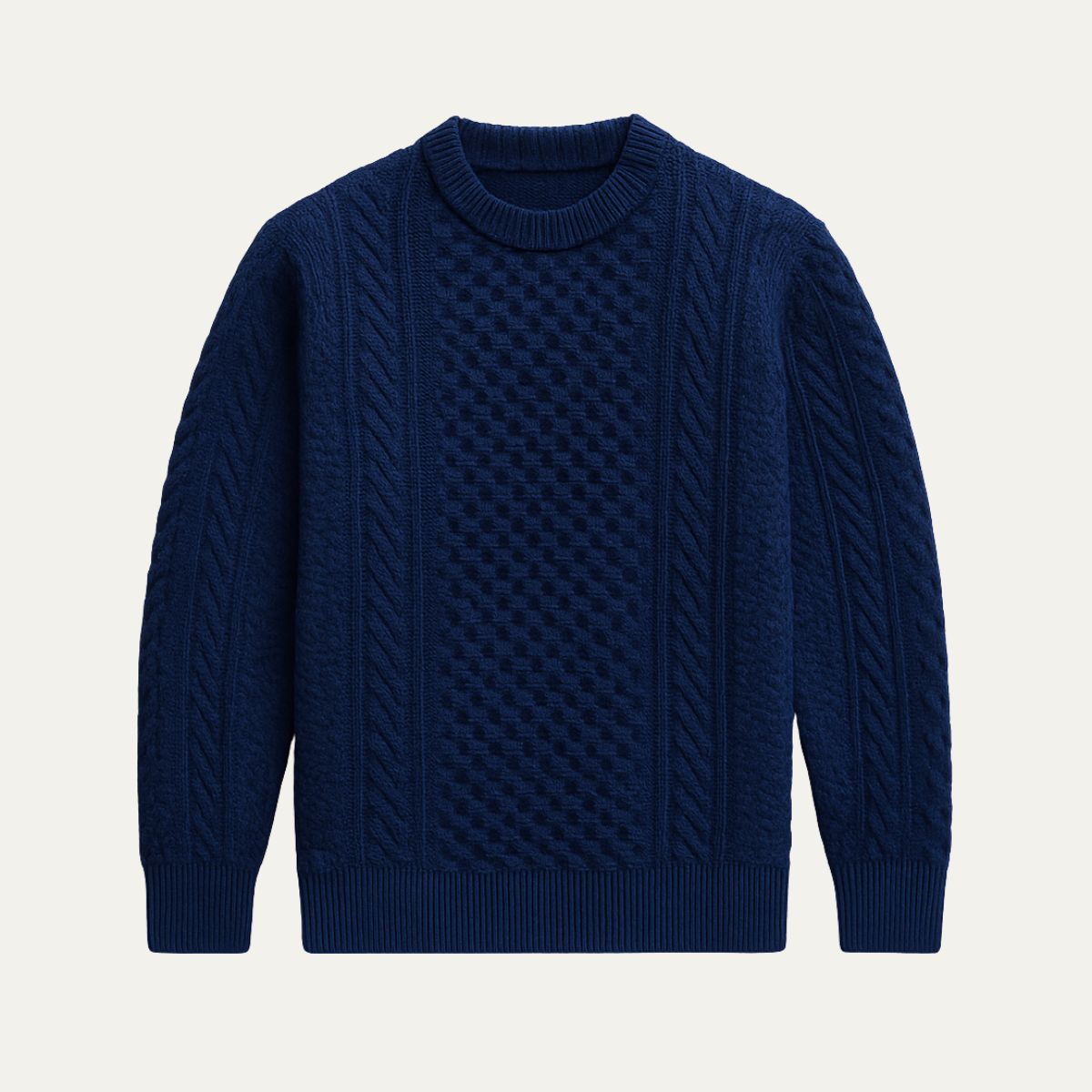 Classic Cable Knit Crew Neck Sweater for Men - OutfitLondon