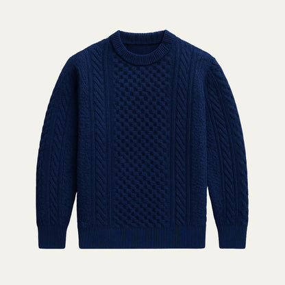 Classic Cable Knit Crew Neck Sweater for Men - OutfitLondon