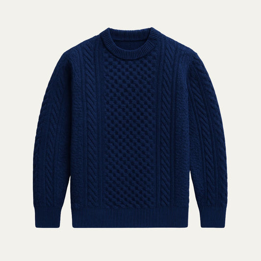 Classic Cable Knit Crew Neck Sweater for Men - OutfitLondon