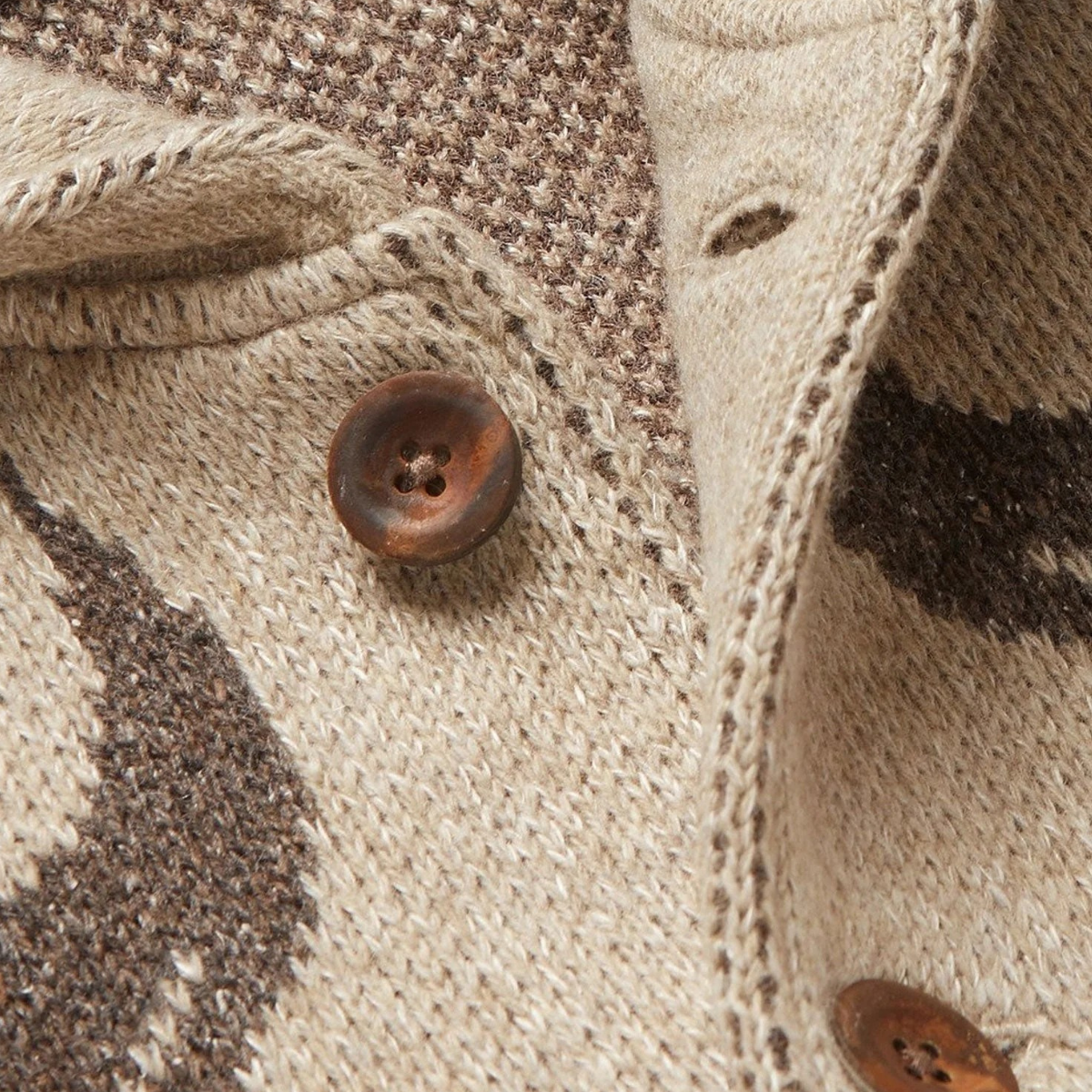 Men's Crew Neck Ethnic Pattern Sweater Jacket