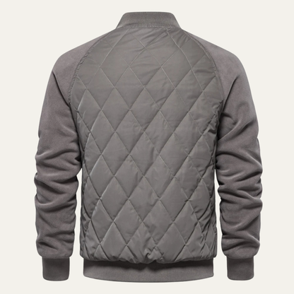 Men's Cozy Quilted Bomber Jacket with Fleece Lining