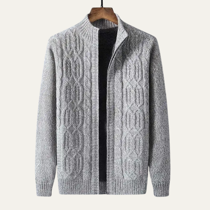 Cozy Mens Thick Fleece Knit Wool Sweater Cardigan