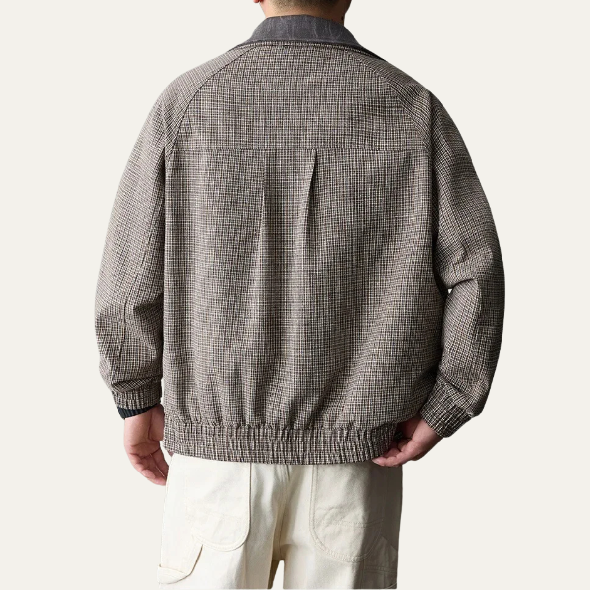 Relaxed Fit Plaid Zip Up Mens Jacket