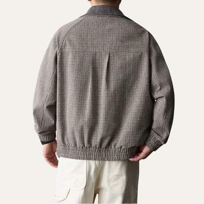 Relaxed Fit Plaid Zip Up Mens Jacket