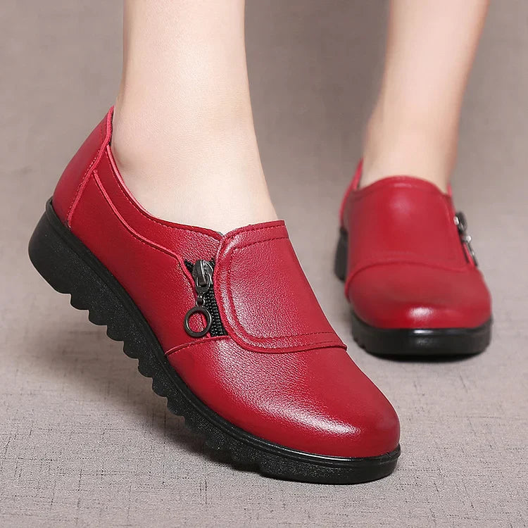 Soft Leather Slip On Loafers for Women - OutfitLondon