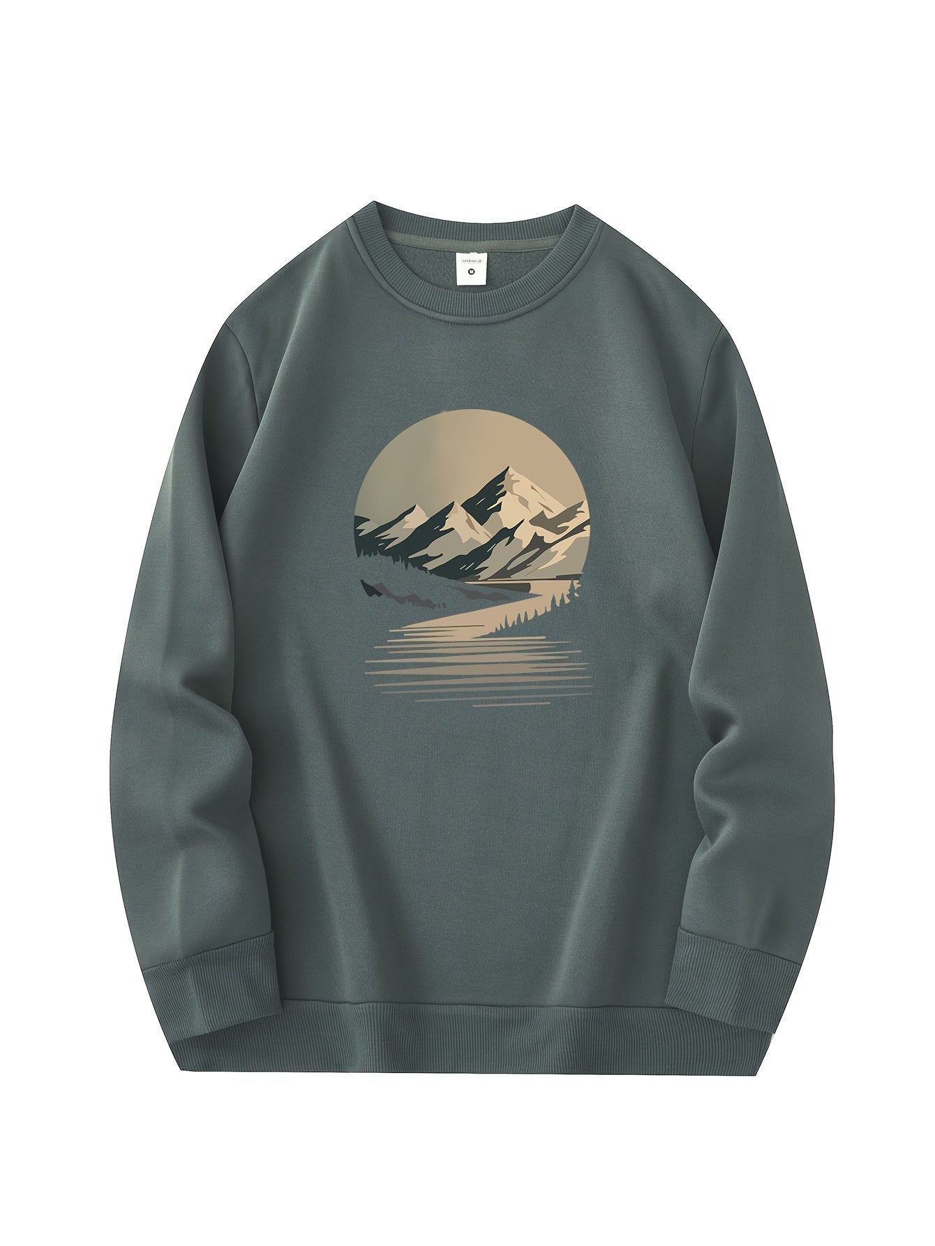 Casual Fit Mens Fleece Sweatshirt with Mountain Graphic
