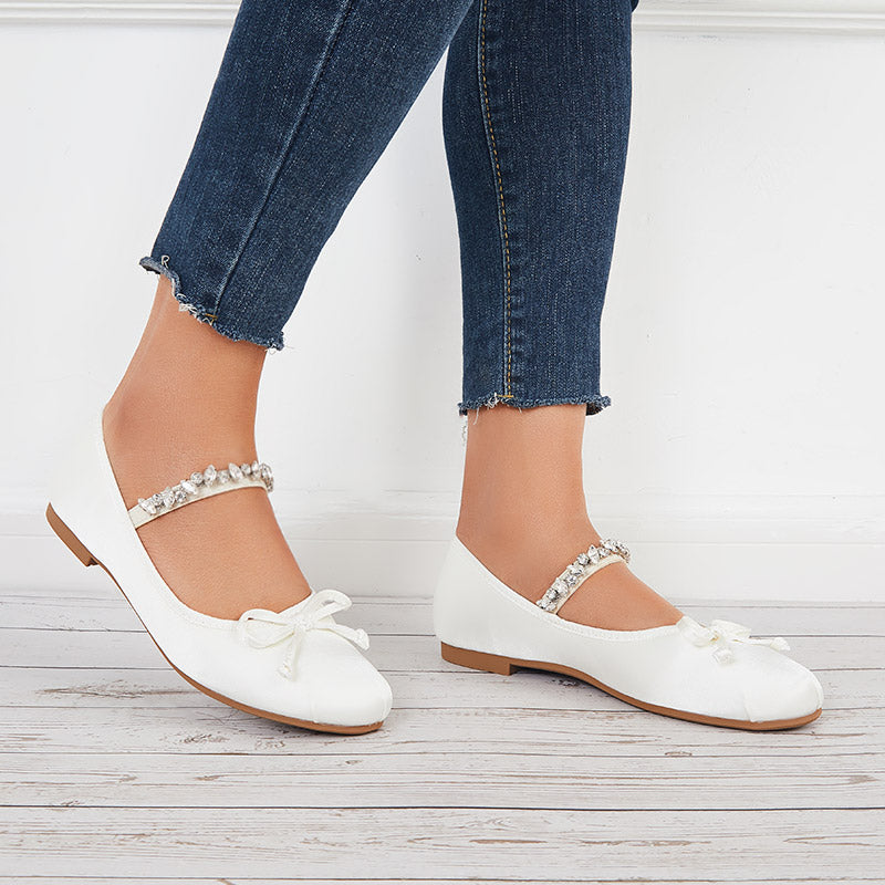 Women Mary Jane Flats Round Toe Slip on Ballet Flat Shoes