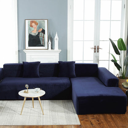 Velvet Plush Corner Sectional Corner Sofa Covers , Stretch Sofa Slipcover