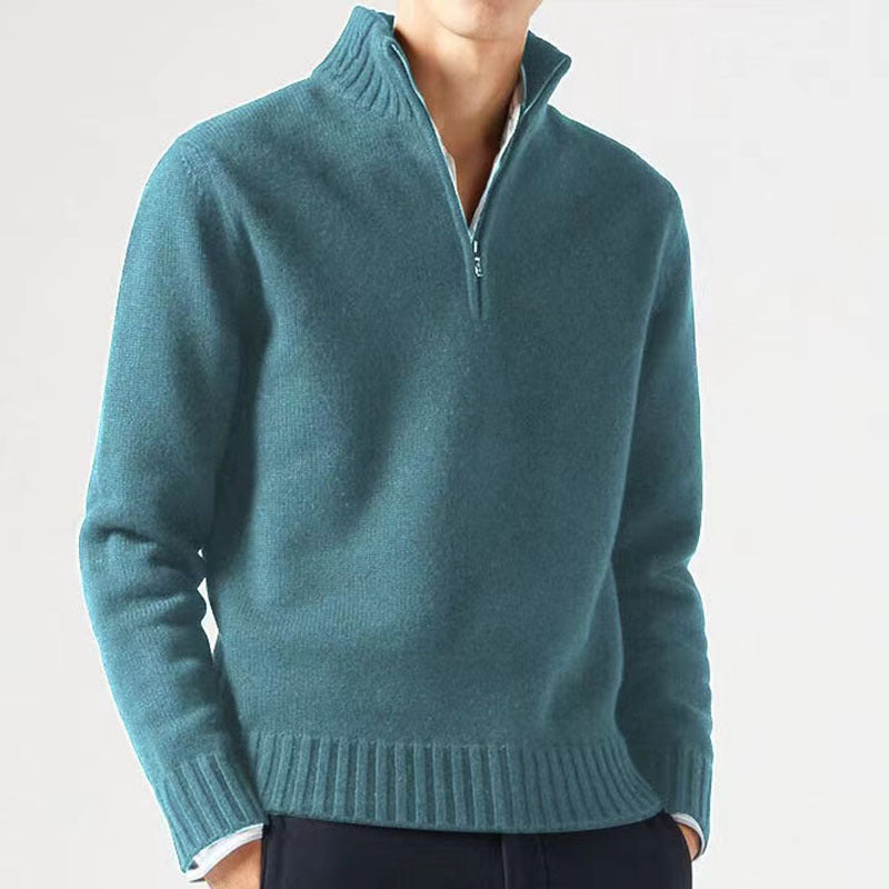 Warm Men's Fleece Quarter Zip Pullover Sweater - OutfitLondon