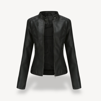 Ladies Synthetic Leather Motorcycle Jacket
