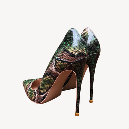 Comfortable Snake Print High Heels for Women