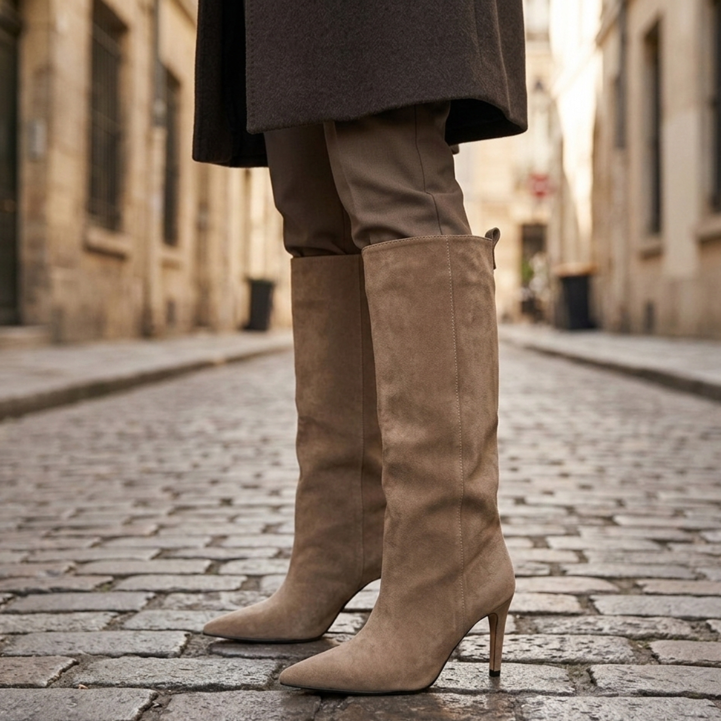 Tall Suede Boots High Heel Pointy Toe Women's Shoes