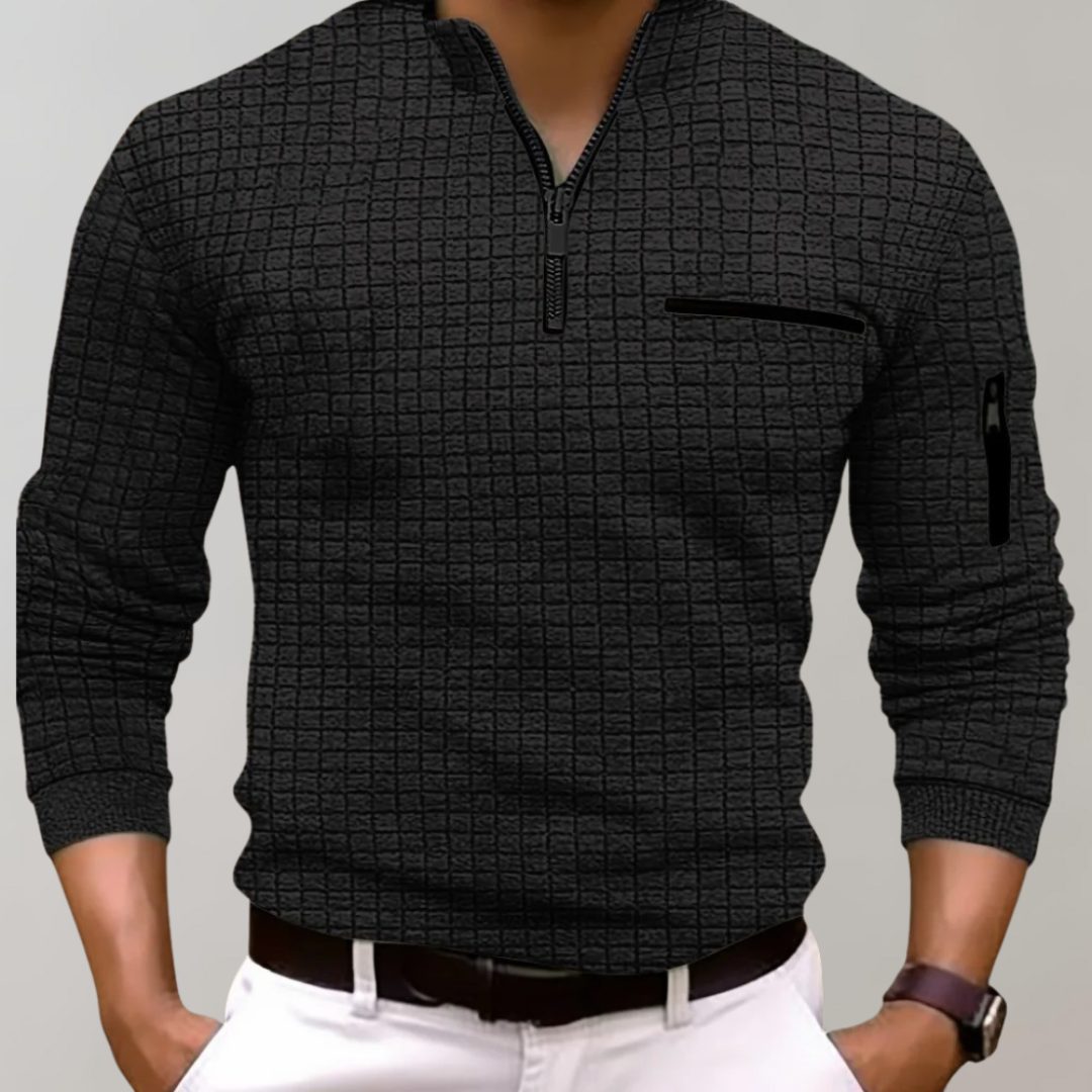 Men's Textured Zip Up Fleece Jacket