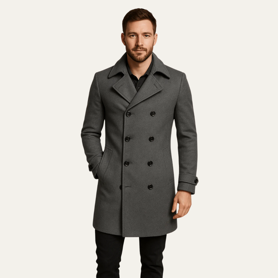 Warm Navy Blue Winter Coat for Men