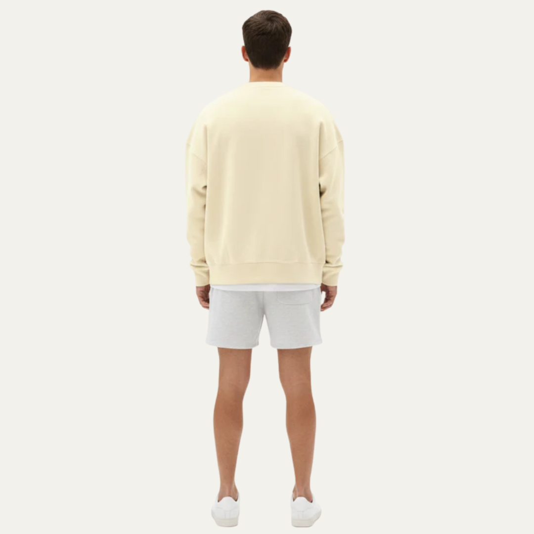 Relaxed Fit Crew Neck Sweatshirt With Raw Edge Detail