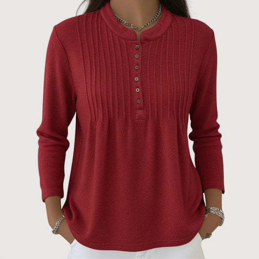 Casual Button Front Sweater Top - OutfitLondon