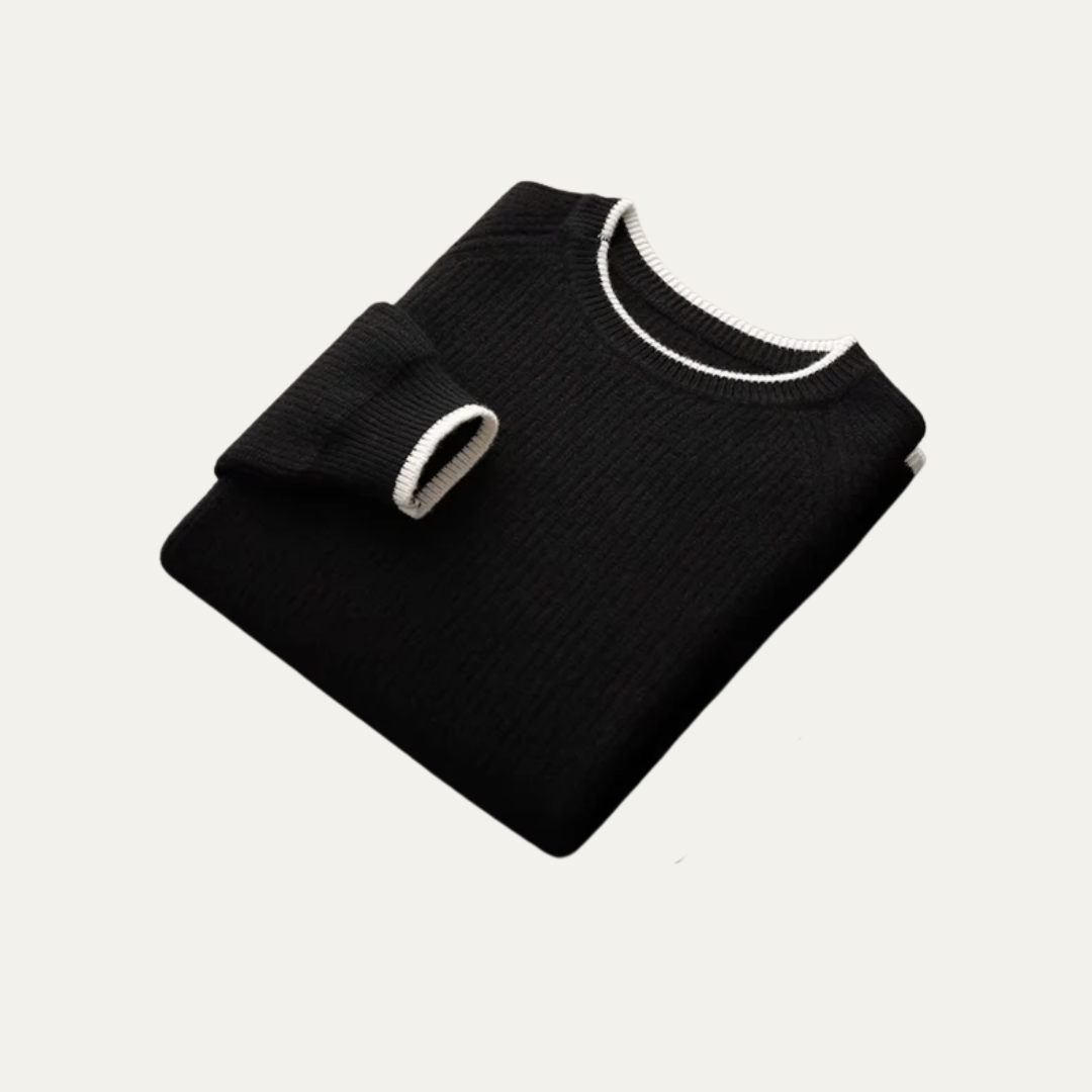 Classic Fit Crew Neck Jumper with Contrast Edging