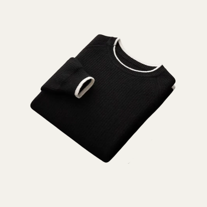 Classic Fit Crew Neck Jumper with Contrast Edging