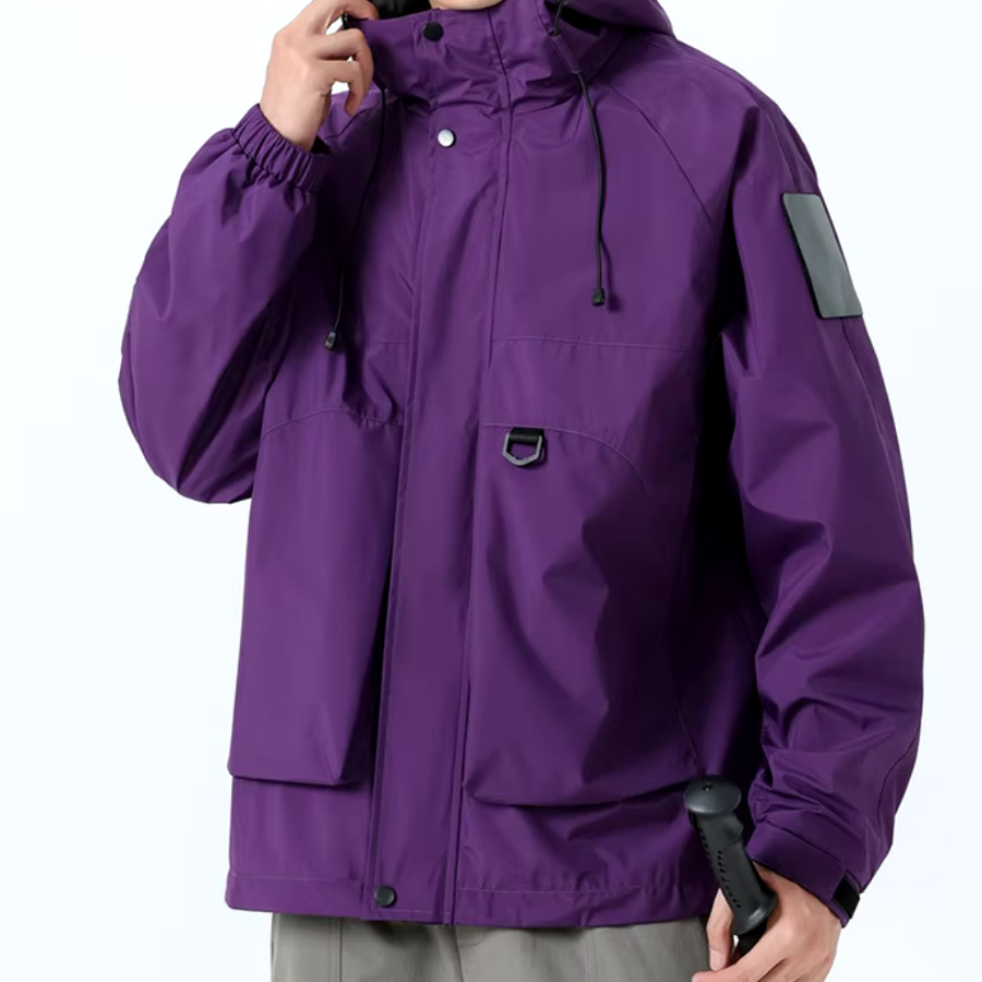 Men's Waterproof Hooded Jacket Oversized Windproof Black - OutfitLondon