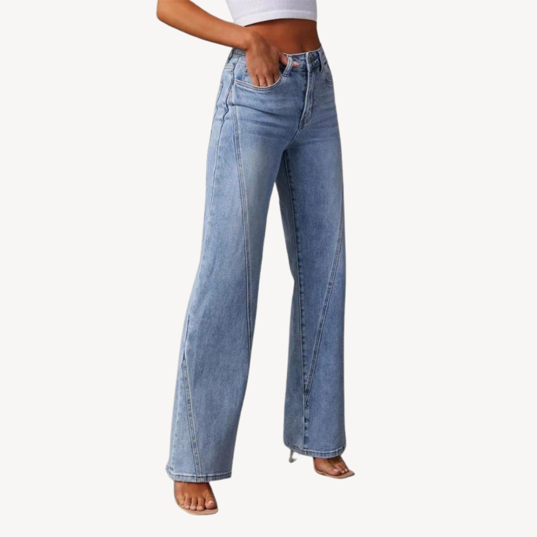 Ladies Dark Wash Loose Fit Jeans