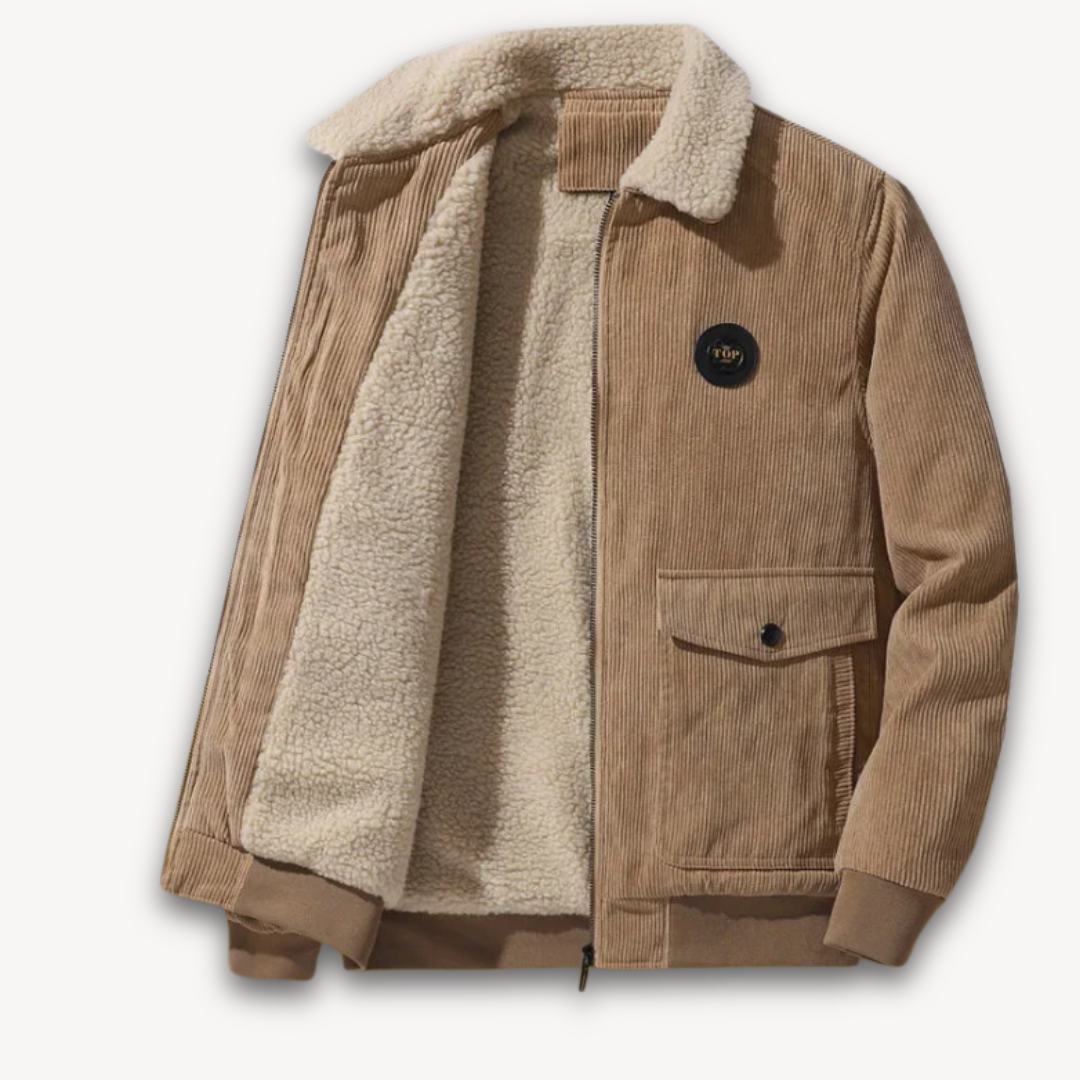 Men's Fleece Lined Quilted Jacket - Warm Casual Parka Coat