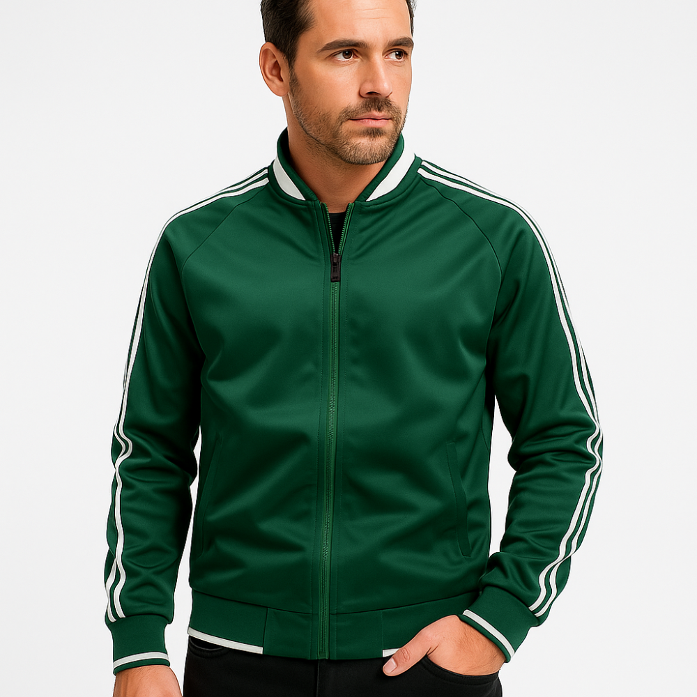 Casual Striped Zipper Bomber Jacket - OutfitLondon