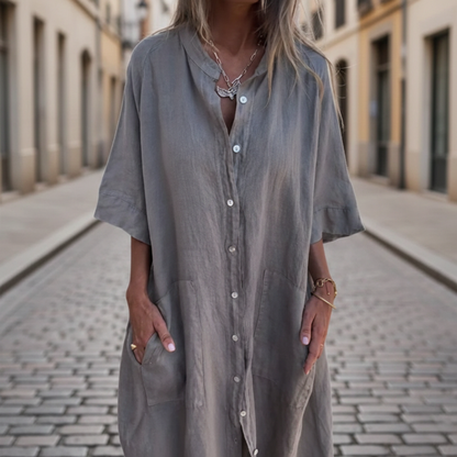 Relaxed Fit Casual Shirt Dress for Women