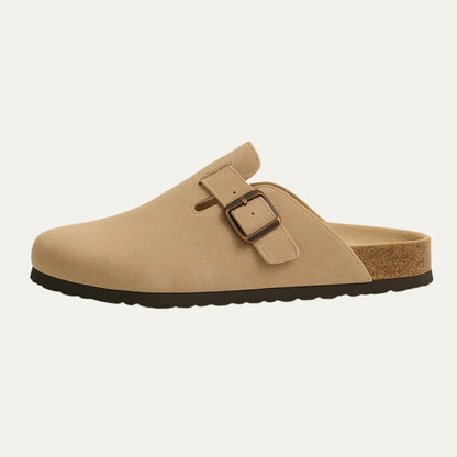 Comfortable Beige Suede Moccasin Slippers for Men - OutfitLondon