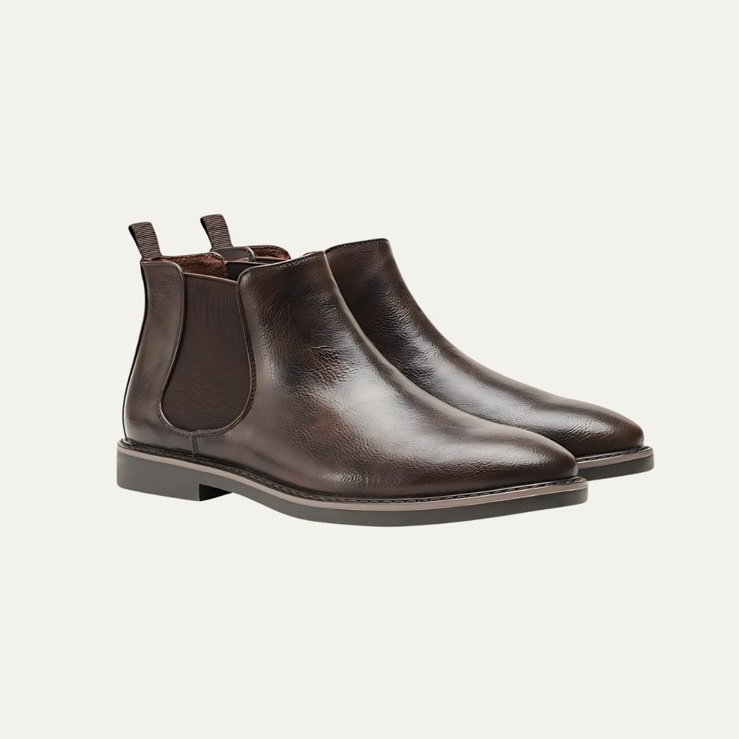 Men's Brown Faux Leather Chelsea Ankle Boot
