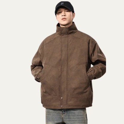 Luxury Mens Suede Inside Fleece Bomber Jacket