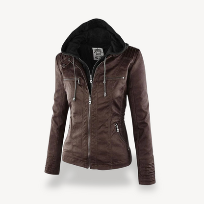 Ladies' Rainproof Faux Leather Parka Coat