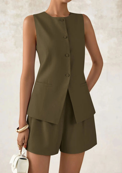 Relaxed Fit Office Two Piece Shorts Suits
