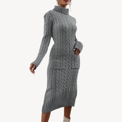 Charcoal Crew Neck Sweater Dress