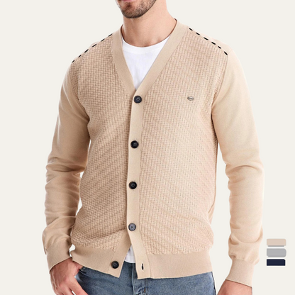 Relaxed Fit Men's V Neck Cardigan Sweater