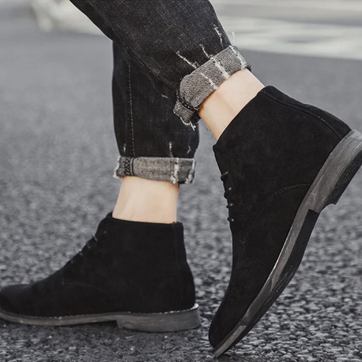 Comfortable Men's Brown Suede Ankle Boots