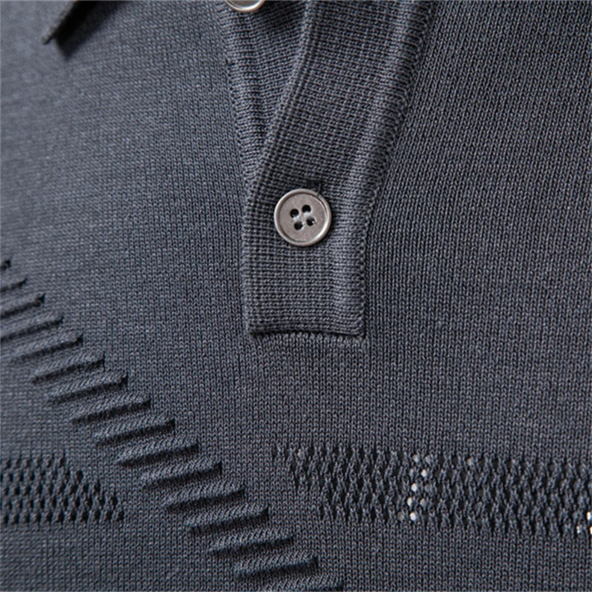 Slim Fit Men's Breathable Knit Polo Sweater