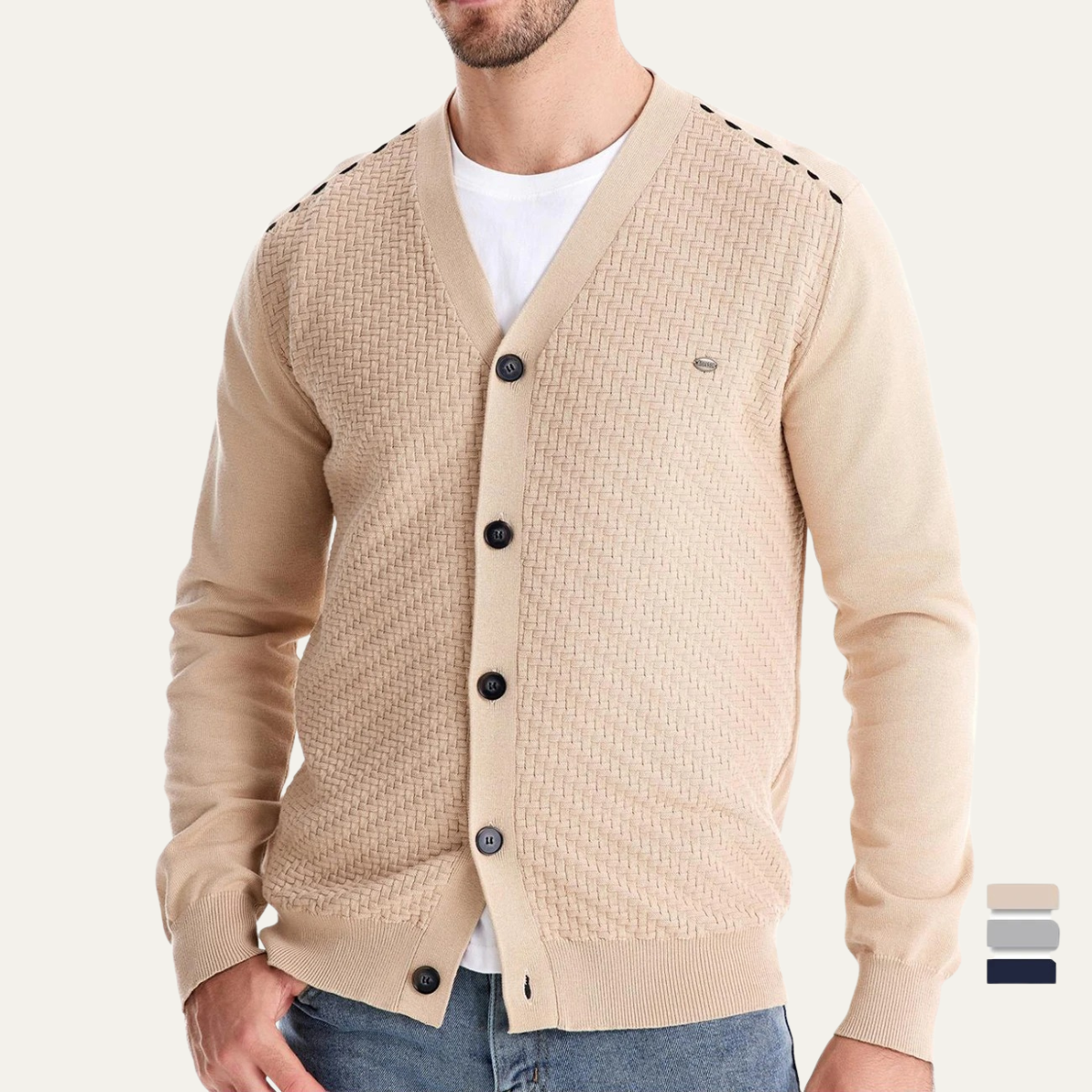 Classic Textured Open Front Cardigan Sweater