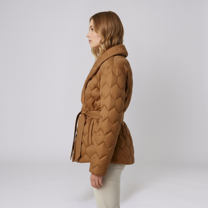 Warm Women's Down Parka Jacket with Belt