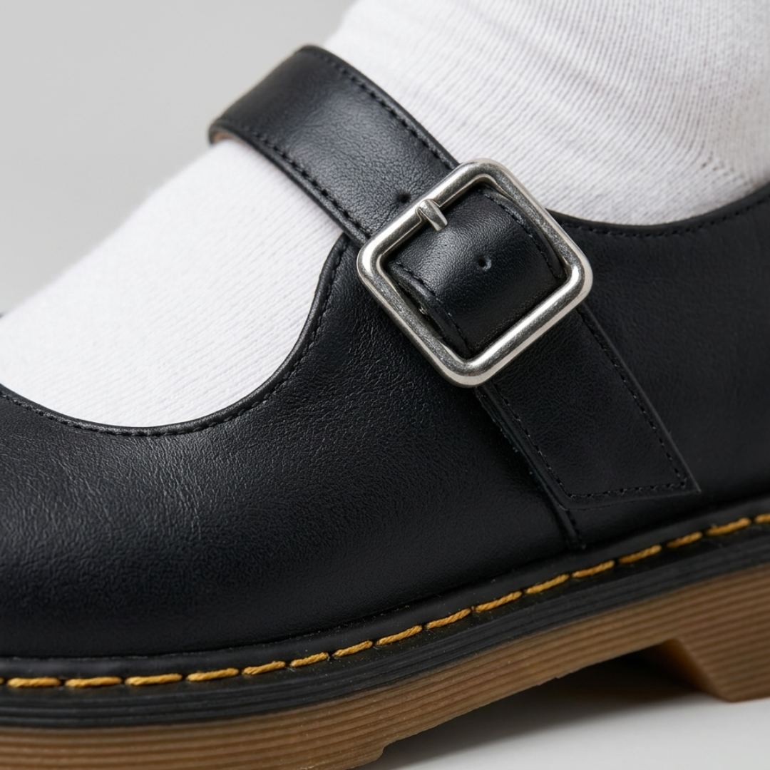 Ladies Classic Comfortable Flat Shoes with Buckle Detail
