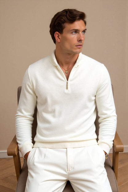 Relaxed Fit Quarter Zip Men's Sweater - OutfitLondon